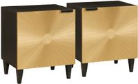 vidaXL Nachtkastje - 2 stuks - Zwart en Goud - 40 x 33 x 46 cm - Bewerkt hout