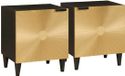 vidaXL Nachtkastje - 2 stuks - Zwart en Goud - 40 x 33 x 46 cm - Bewerkt hout