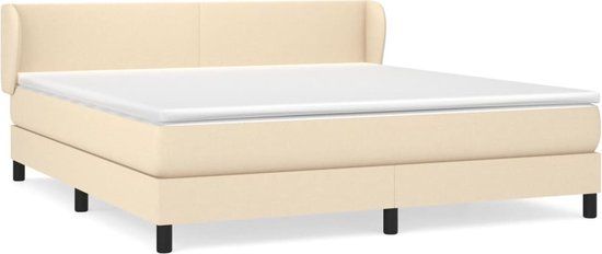 vidaXL Boxspring met matras stof crèmekleurig 160x200 cm