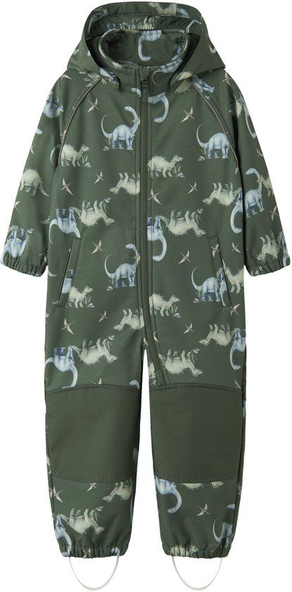 NAME IT NMMALFA08 SOFTSHELL SUIT AOP 1FO NOOS Jongens Ski Jassen Dierenprint Lange Mouw Jungle Green Polyester Elastaan
