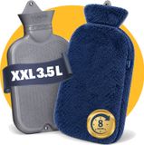 Pasper XXL bouillotte avec housse 3.5 litre - conception sans couture - bouillotte - 8 heures de chaleur - bleu - sac pour bouillotte