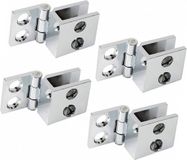 SAVAVA 4 pièces - Charnières de porte en verre 5-8mm Unilatéral Angle d'ouverture 135° - Degrés Charnières de porte en verre sans poinçon - Clip bilatéral pour charnières - Pince à verre d'installation - Charnière de porte d'armoire - porte d'armoire en verre