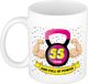 Bellatio Decorations Verjaardag cadeau mok 55 jaar - roze - spieren - 300 ml - keramiek