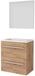 Basic-Line Basic 39 Badkamermeubelset - Ondiep - 60 x 39 cm - Met Grepen - 2 Lades - Acryl Wastafel - Zonder Kraangat - Spiegel - Whisky Oak