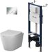 AM.PM Spike - Kit complet de réservoir encastré - Cuvette suspendue - Abattant de toilette SoftClose - Plaque de déclenchement chromée