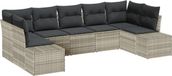 vidaXL Banc de jardin - Ensemble - 7 places - Gris clair - Polyrotin