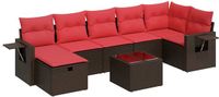 vidaXL 8-delige loungeset met kussens, polyrotan, bruin