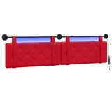 vidaXL Hangend hoofdbord Met LED-verlichting Rood Kunstleer