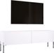 Meuble TV blanc mat avec pieds en chrome, dimensions 140 x 52 x 32 cm