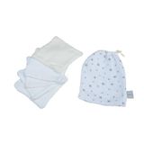 Set van 5 washandjes katoenen gaas met spons 11 x 11 cm, met witte zak