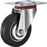 Tarsus roue pivotante - Ø 75 mm - Jante en acier - Bande de roulement en caoutchouc plein - Capacité de charge 40 kg