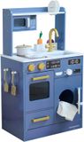 Teamson Kids Houten Speelkeuken Met Accessoires - Met Wasmachine en Mini Tuin - Blauw