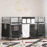 vidaXL Bunkbed for children with curtains Solid Black 90 x 200 cm