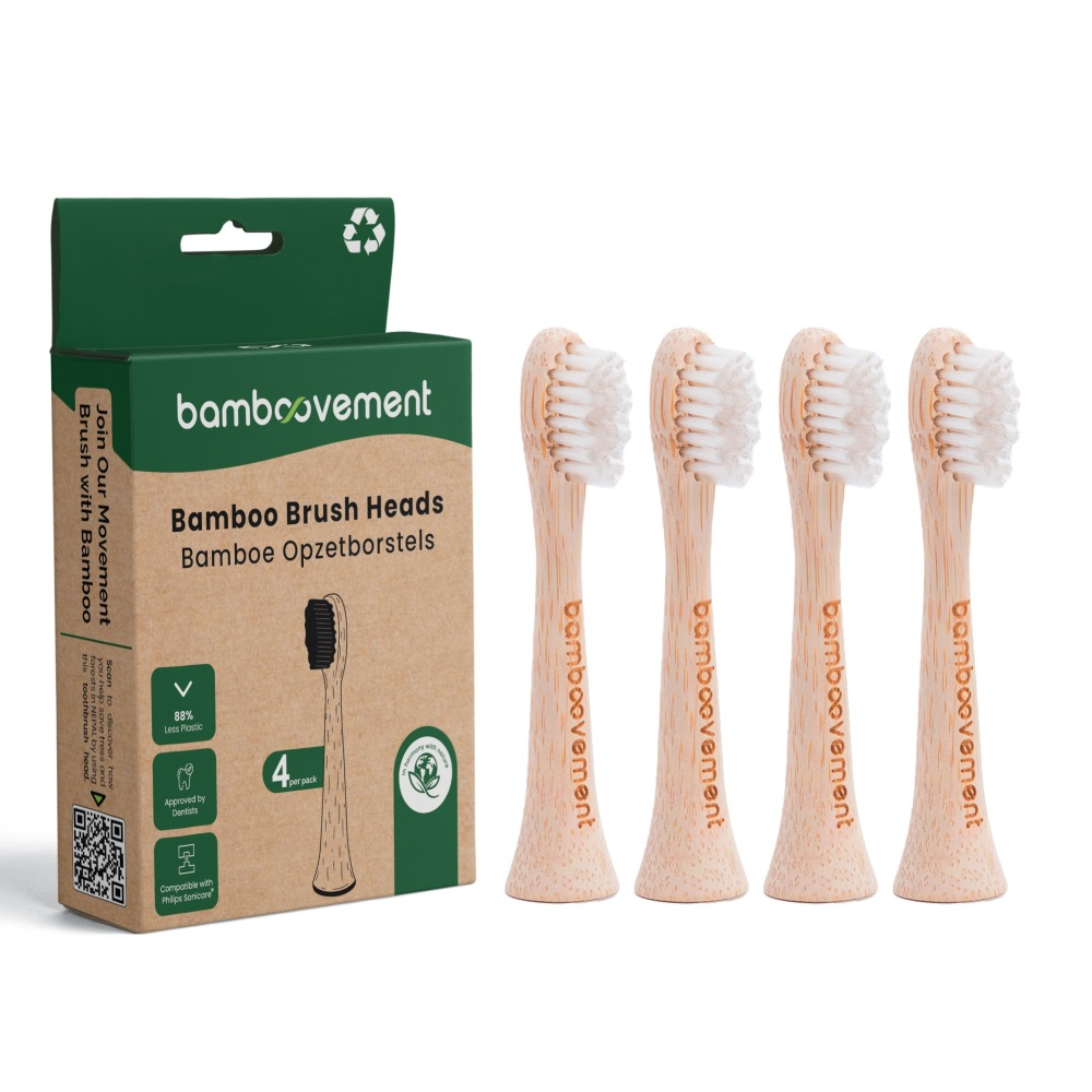 The Bamboovement Bamboe Opzetborstel - past op elektrische tandenborstels met sonische technologie