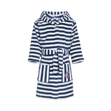 Playshoes Fleece badjas strepen maritim - Blauw - Gr.110/116 blauw