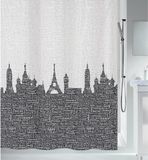 Spirella Douchegordijn Polyester met Anti-Schimmel Technologie - Waterdicht Douchegordijn voor de Badkamer - Zwart