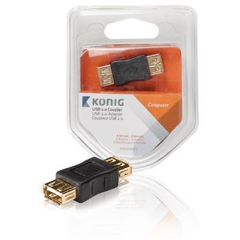 König USB 2.0 koppelstuk A female - A female 1 stuk grijs