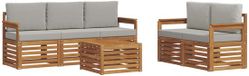 vidaXL - Salon d'angle - 5 places assises - Naturel et gris clair - Bois d'acacia massif