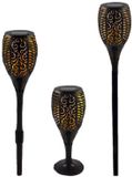 Merkloos / Sans marque Hit Trading B.V. Set van 3x stuks solar tuinlamp / fakkel - vlameffect - op zonne-energie - zwart - 78 cm - tuinfakkels