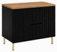 3xE living Meuble de salle de bain Debout sous lavabo 80 cm, 2 tiroirs, fermeture douce, noir + plateau noir, poignées fraisées (sans poignée), pieds dorés, 80 x 46 x 73,6 cm