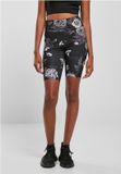 Urban Classics High Waist Tech Mesh AOP Cycle Shorts Zwart/Wit XS