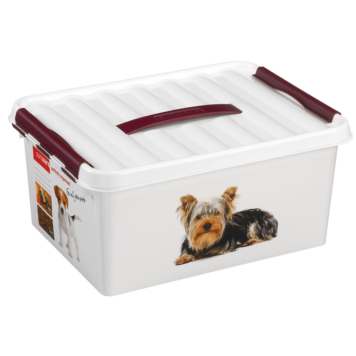 Sunware Q-line Huisdieren Opbergbox 15L - wit/bordeaux