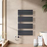 EMKE Elektrische handdoekdroger, 1041 x 600 mm, handdoekhouder met thermostaat, handdoekwarmer voor badkamer, antraciet, 600 W, elektrische handdoekdroger