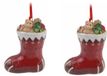 Koopman International Chaussette de Noël avec ours - 4 pièces - rouge - 8 cm - céramique