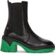 Maciejka Bottes Noir-Vert en cuir pleine fleur avec talon de 8 cm