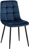 CLP Antibes Eetkamerstoel - Zonder armleuning - Velvet - Fluweel/donkerblauw