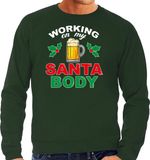 Bellatio Decorations Foute kersttrui - Santa Body - heren - groen - kerstborrel - sweater L