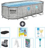 Bestway Ovaal Power Steel Swim Vista Zwembad - Steenprint - 549 x 274 x 122