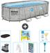 Bestway Ovaal Power Steel Swim Vista Zwembad - Steenprint - 549 x 274 x 122