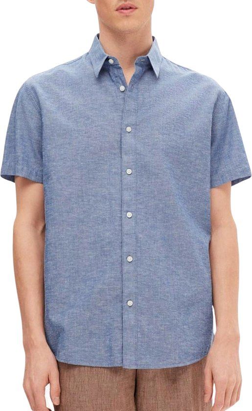 Sun Overhemd Mannen - Maat XL - Blauw - Katoen/Linnen - Korte Mouw
