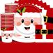 Ensemble de vaisselle de Noël, 61 pièces, rouge, en papier, pour 20 convives