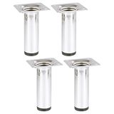 Wagner meubelpoot tafelpoot meubelvoet Classic Retro 4-delige set Stelpootjes - Ø 30 x 100 mm, geïntegreerde schroefplaat 60 x 60 mm, binnendraad Ø 10 mm, verchroomd staal - 12151004