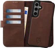 Rosso Elite Hoesje Geschikt voor Samsung Galaxy S24 | Compatibel met MagSafe | Book Case en Back Cover | Magnetisch Uitneembaar | Echt Leer Beschermhoes met Pasjeshouder | Bruin