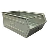 Bac de rangement empilable en métal - Modèle laqué gris - Longueur 500 à 700 mm