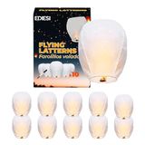 Ediesi Vliegende lantaarns van papier, 10 stuks, 100% biologisch afbreekbaar, Chinese vliegende kaarsen, vliegende lantaarn, Sky Lanterns, met marker voor het schrijven van wensen