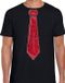 Bellatio Decorations Verkleed shirt heren - stropdas glitter rood - zwart - carnaval - foute party XL