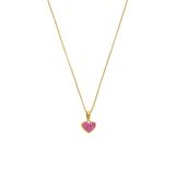 Lucardi Kinder Zilveren goldplated kinderketting hart roze kristal - Ketting - 925 Zilver - Goudkleurig - 38 cm