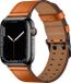 By Qubix - Leren Apple Watch bandje - Lichtbruin met zwarte gesp - 38mm/40mm/41mm/42mm