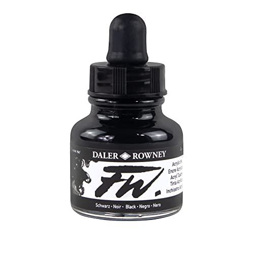 Daler Rowney FW acrylverf, 29,5 ml flessen, zwart