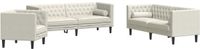 vidaXL Chesterfield Loungeset met bolsters, 3-delig, fluweel, crèmekleur