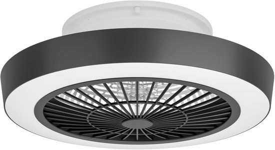 EGLO Sazan Plafondlamp met ventilator - 54,8cm - Wit/Zwart - LED - Dimbaar - Incl. afstandsbediening