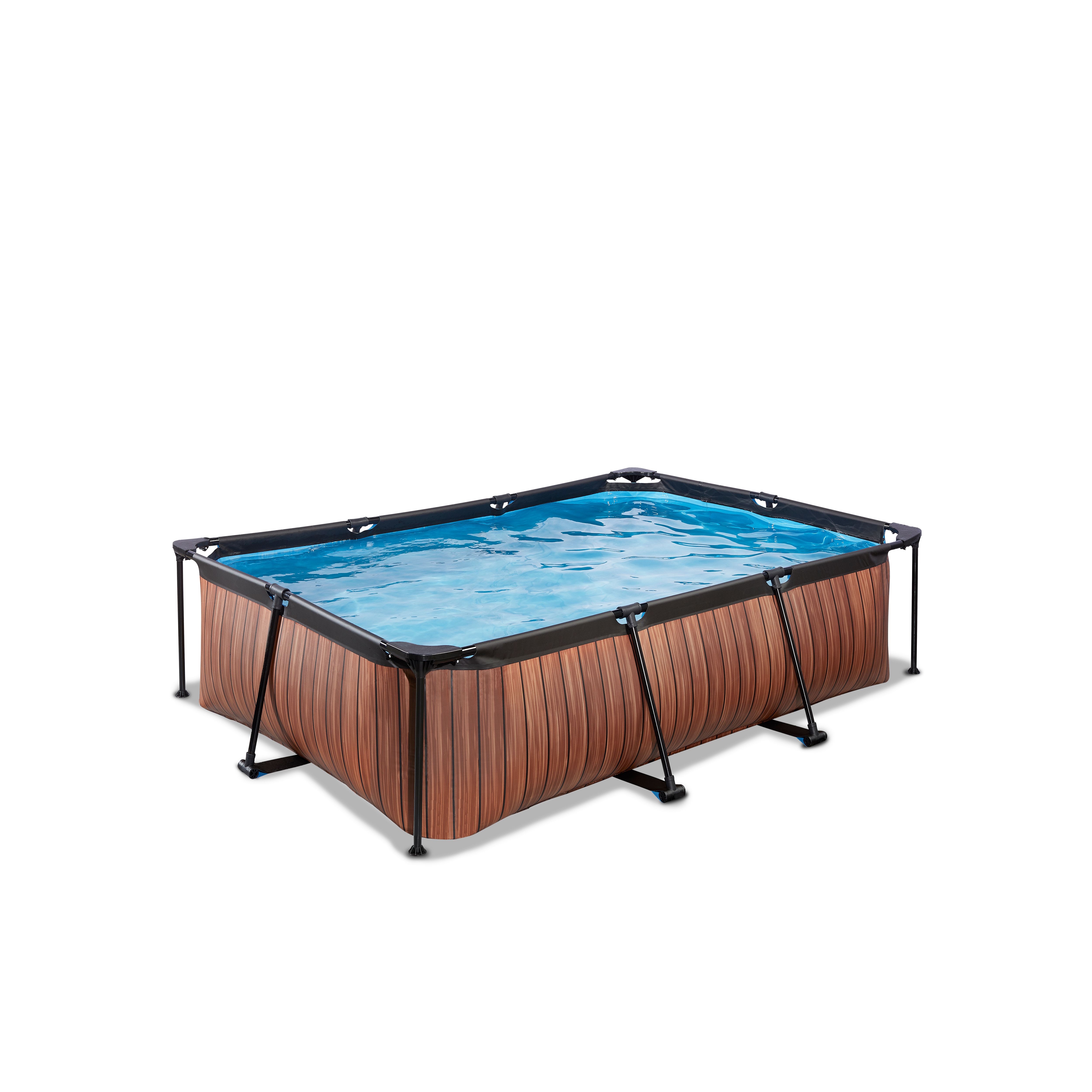 Exit Wood Zwembad - 220x150x65cm - Bruin - Met Filterpomp