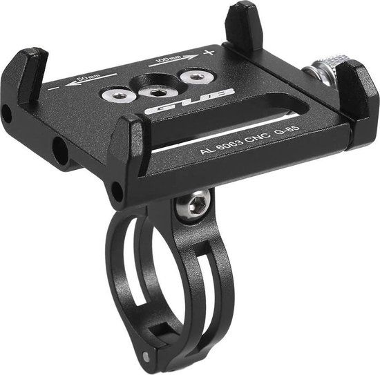Opline Mountain Bike Phone Holder - Universal Fit - Black Aluminum - For Bikes - Up to 6.5" Screens