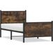 Prolenta Maison Exclusive - Lit en métal de haute qualité, finition chêne fumé, sans matelas, dimensions 75x190 cm