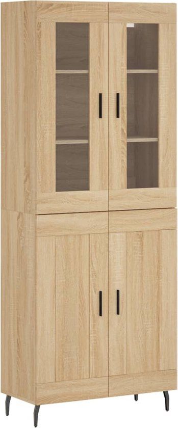 vidaXL Hoge kast 69,5x34x180 cm bewerkt hout sonoma eikenkleurig