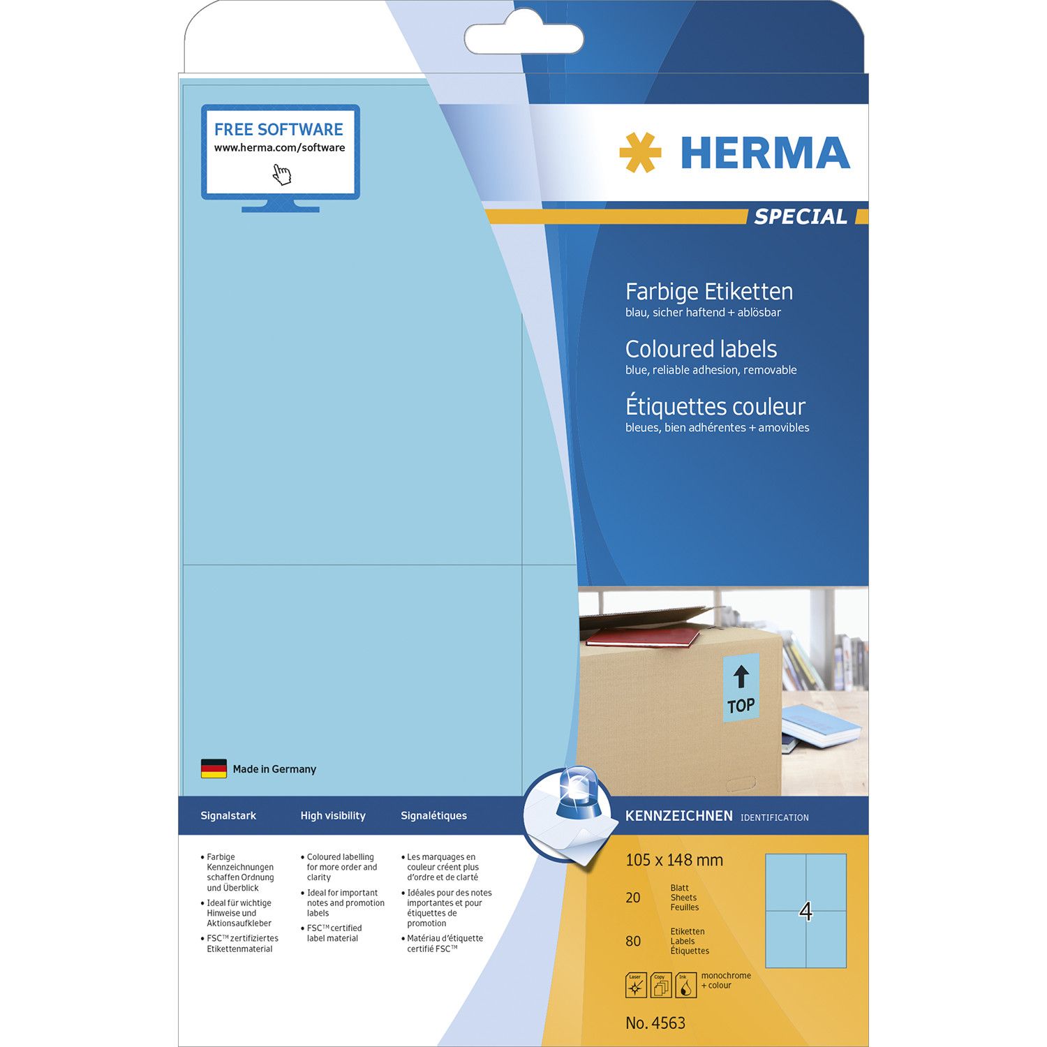 HERMA 4563 Etiketten Blauw 14,8 x 10,5 cm